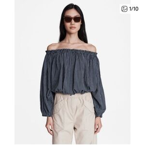 🔥CLOSET CLEARANCE🔥rag & bone Mimi Striped Linen Blend Blouse